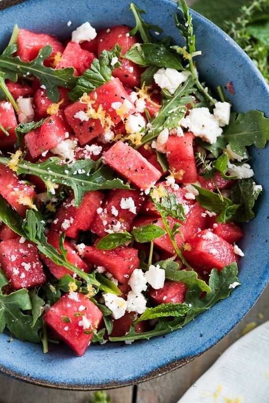 Arugula Watermelon Feta Salad Recipe with Mint