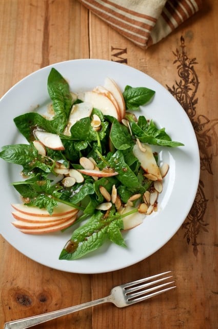 Bonded by a cookbook- Spinach Apple Salad with Vermouth vinaigrette