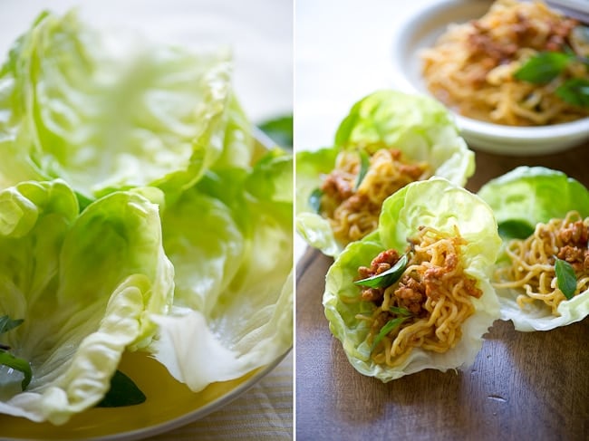 Spicy pork lettuce cups recipe or lettuce wraps recipe 