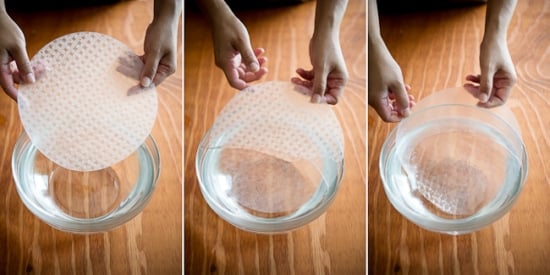 Dipping Rice Paper in Warm Water