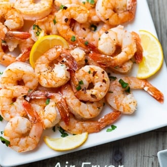 Air Fryer Garlic Shrimp Recipe | WhiteOnRiceCouple.com
