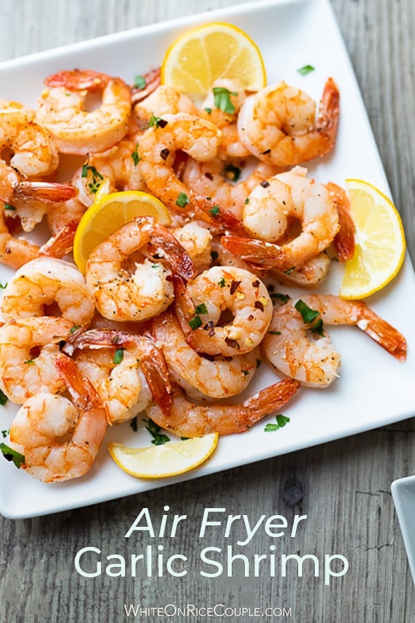 Air Fryer Garlic Shrimp on a plate