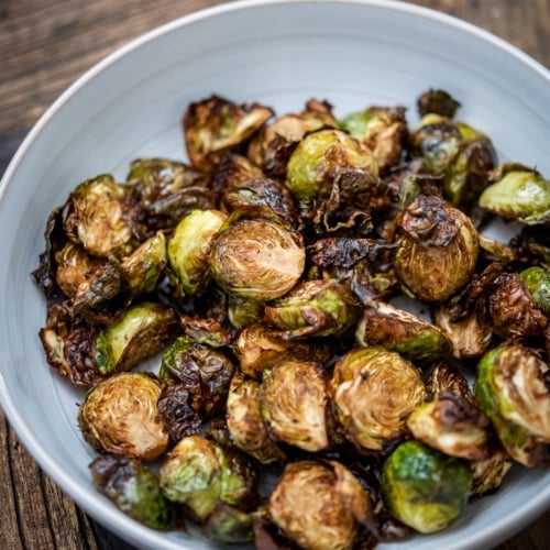 Crispy Air Fryer Roasted Brussels Sprouts with Balsamic