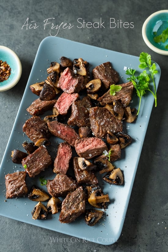 Air Fryer Steak Bites on a plate