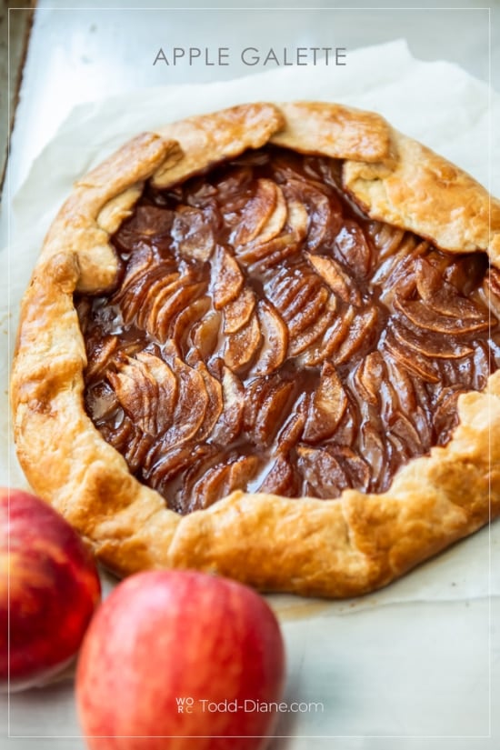 whole apple galette on pan 