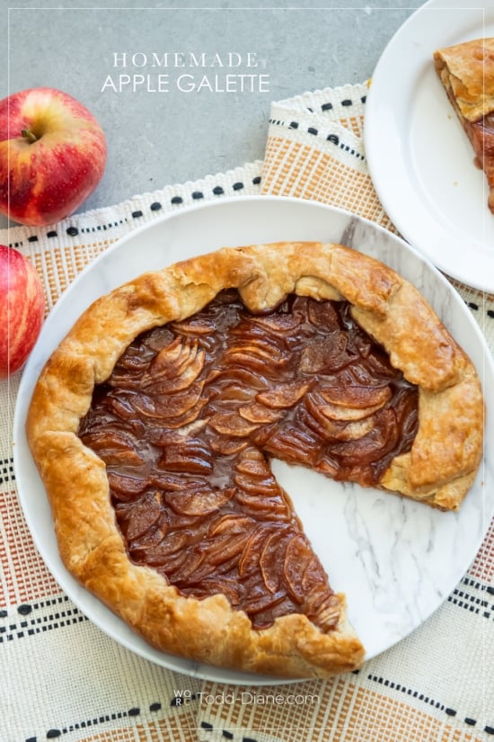 homemade apple galette on plate 