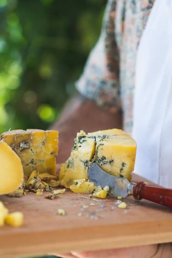 Board with blue cheese