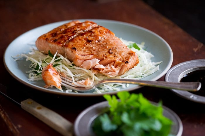 Skillet salmon healthy keto asian recipe | @whiteonrice