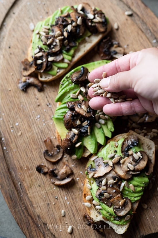 Garlic Mushroom Avocado Toast Recipe @whiteonrice