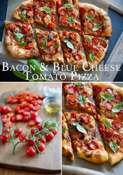 Tomato Bacon Pizza Recipe collage