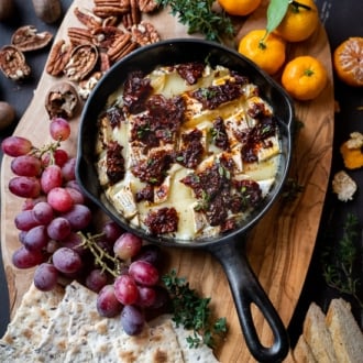 Baked Brie Dip Recipe with Garlic Sun Dried Tomato @whiteonrice