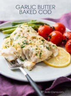 filet of baked cod recipe on plate