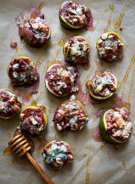 Baked Figs with Bacon, Blue Cheese, Roasted Nuts