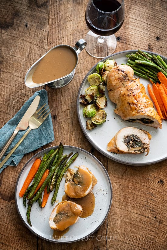 Baked Stuffed Turkey Breast on a plate