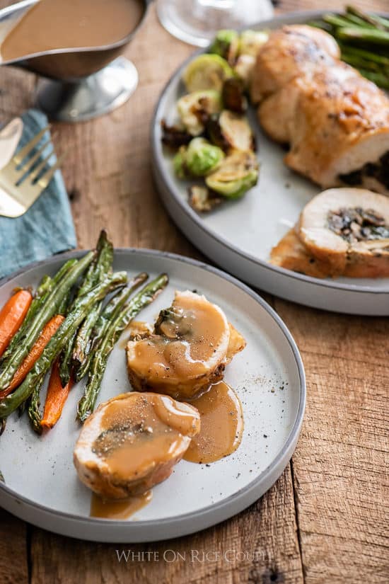 Baked Stuffed Turkey Breast on a plate