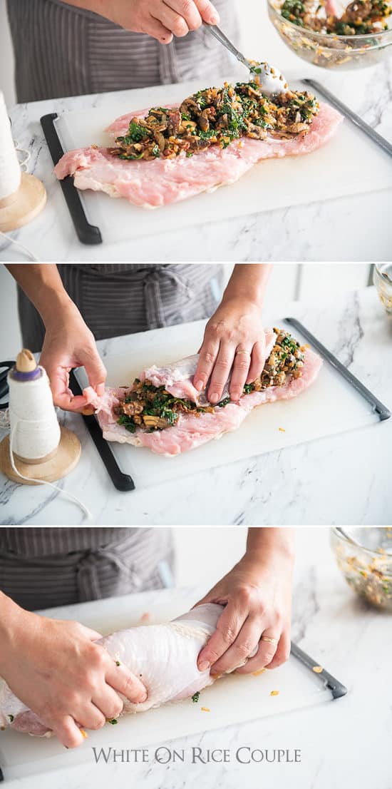Turkey Recipe with Bacon, Mushrooms, Kale, Spinach | @whiteonrice
