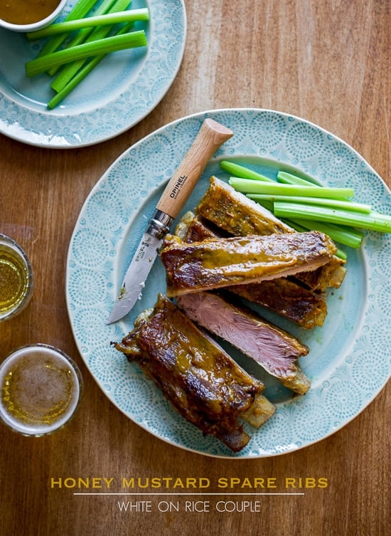 Best Honey Mustard Spare Ribs on a plate