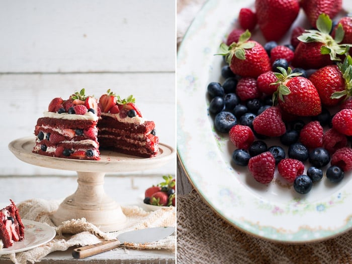 Best Red Velvet Cake Recipe with Cream Cheese Frosting + Berries