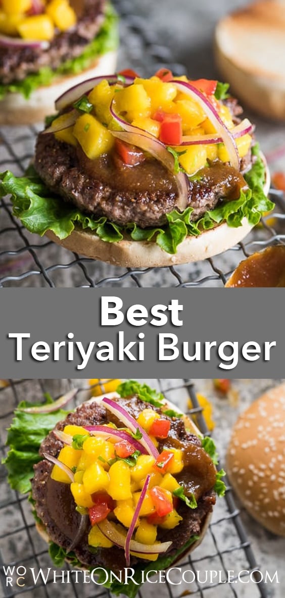 Teriyaki Burgers with Homemade Teriyaki Sauce Recipe and Mango Salsa Recipe | @whiteonrice