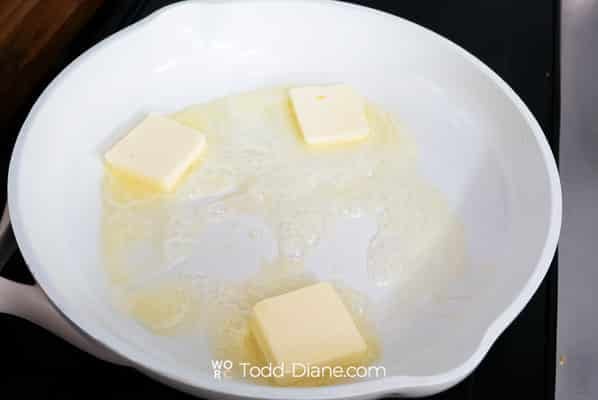 Butter melting in pan