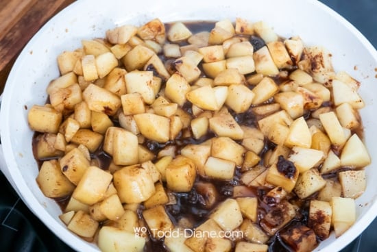 Sugar and spices added to apple