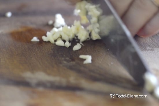 Chopping garlic