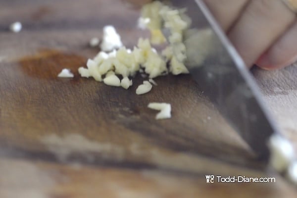 Chopping garlic