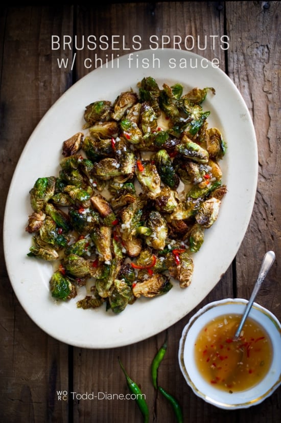 plate of brussels sprouts chili fish sauce