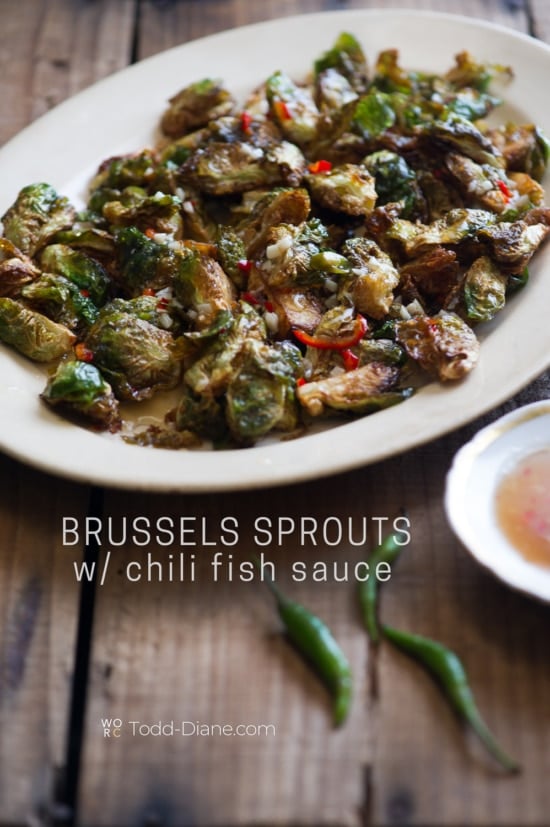 platter of cooked crispy Brussels sprouts 