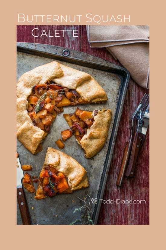 Butternut Squash and Bacon Galette Recipe by @whiteonrice on whiteonricecouple.com Butternut Squash Galette on a sheet pan