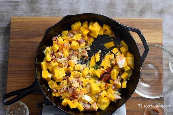 butternut added to skillet