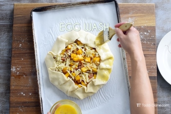 Brushing with egg wash
