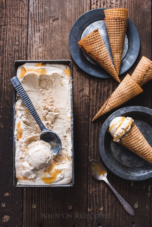 Easy, No Churn Creamy Caramel Macchiato Coffee Ice Cream