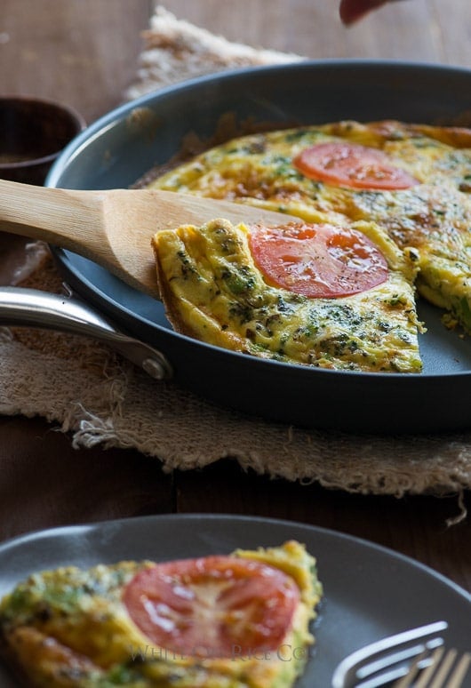 Healthy frittata cooked in ceramic pans in the oven on @whiteonrice