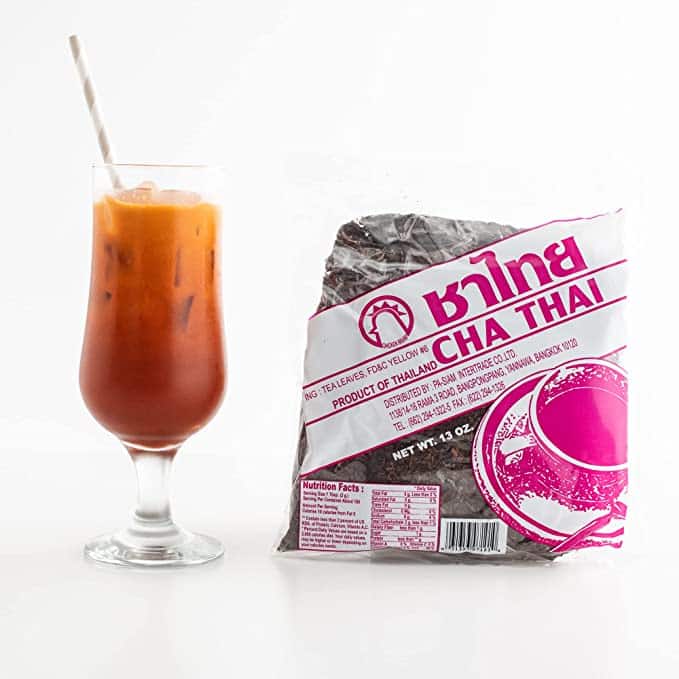 Cha Thai Tea Mix with glass of Thai Iced Tea