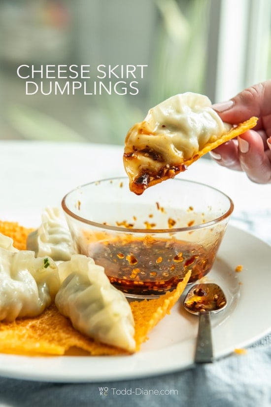 holding dumplings in cheese skirt 