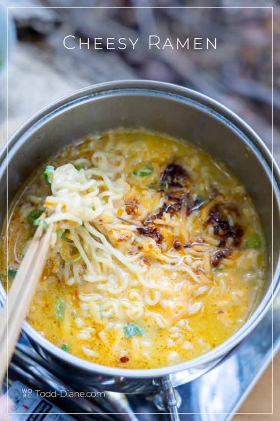 ramen with cheese and chopsticks