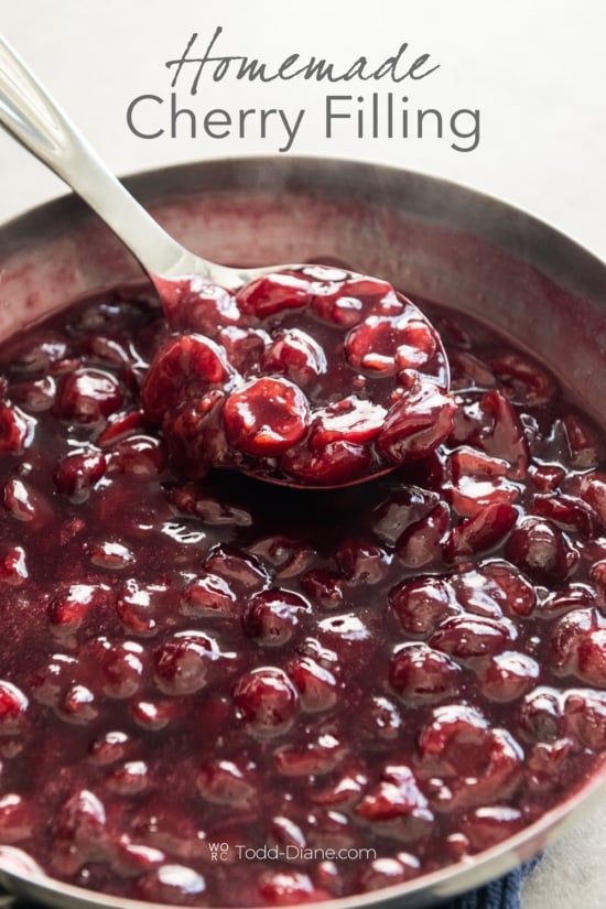 homemade cherry filling on spoon 