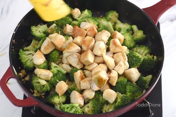 Adding chicken back in to the pan