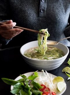 Chicken Pho Recipe with Zucchini Noodles Noodle Soup Recipe | WhiteOnRiceCouple.com