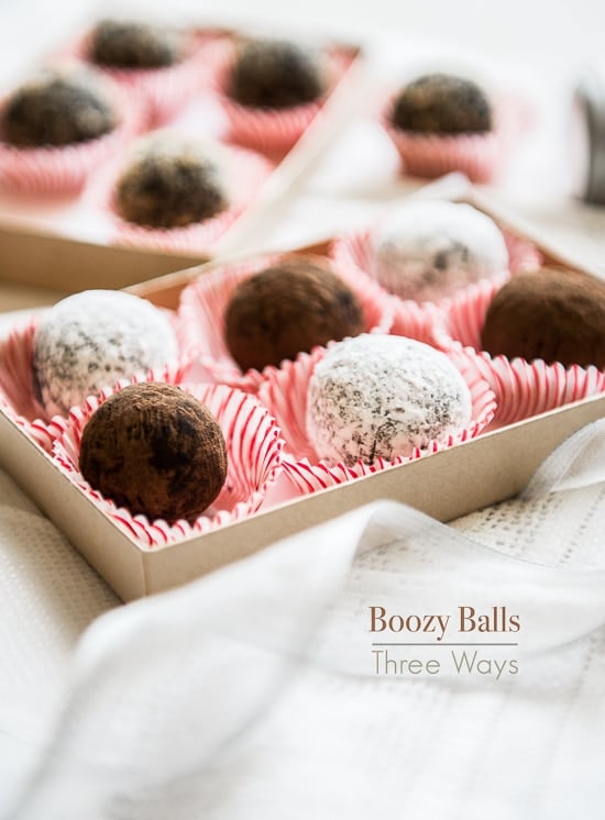 Chocolate Bourban Balls Recipe or Rum balls close up in a box