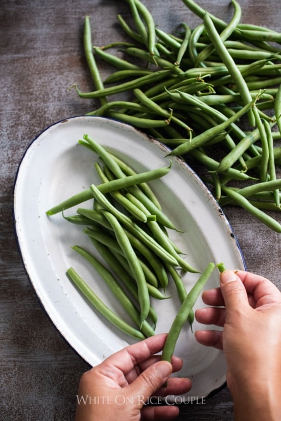 Easy vegetable side dish recipe with Parmesan Cheese for Thanksgiving Green Beans | @whiteonrice