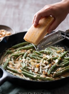 Creamy Green Beans Recipe with Parmesan Cheese for Thanksgiving Green Beans | @whiteonrice