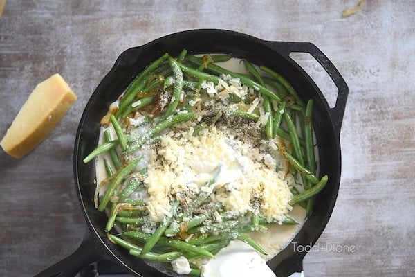 Sour cream and cheese added to green beans