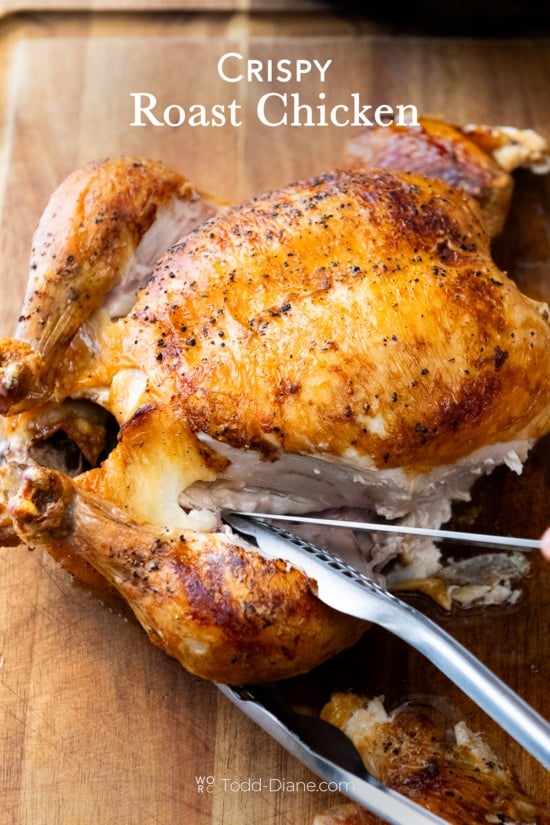 cutting crispy roast chicken recipe 