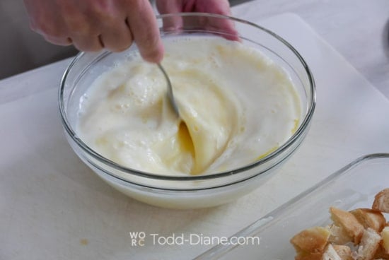 whisking egg milk mixture
