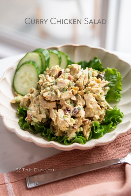 bowl of curried chicken salad