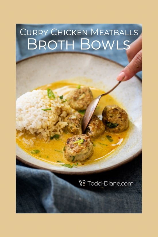 spoon into rice broth bowls