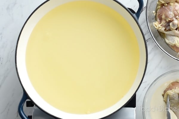 Pan of oil heating up
