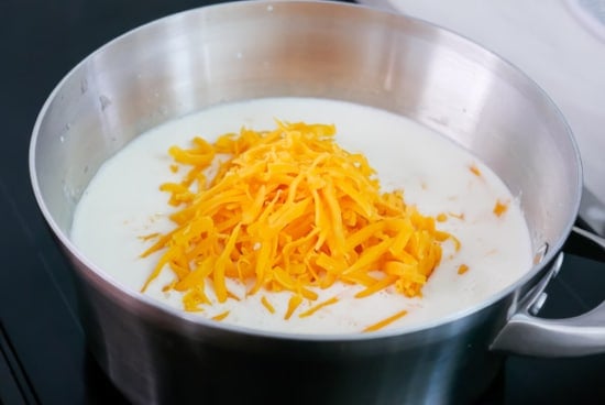 Cheese added to sauce